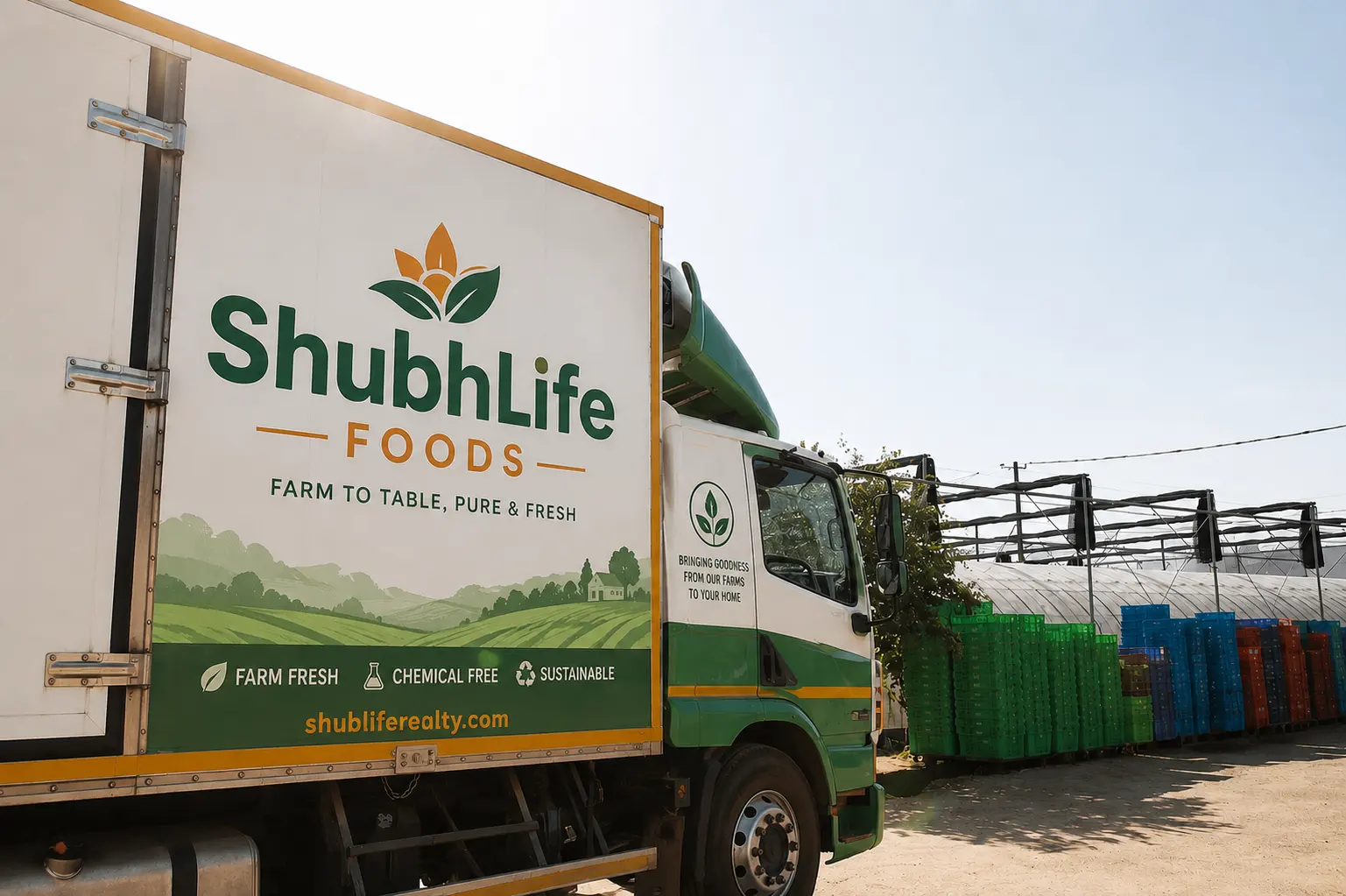 The Shubh Life Foods truck delivering farm produce to local markets